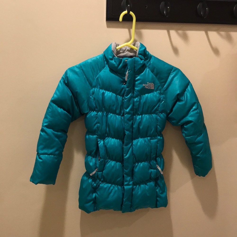 Girls turquoise size 6 north face jacket
